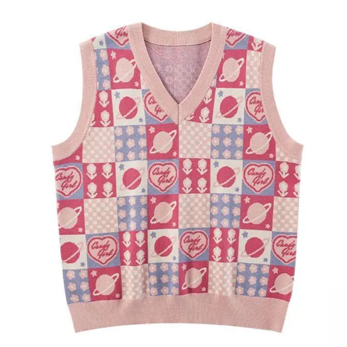 Soft Girl Patchwork Knit Vest