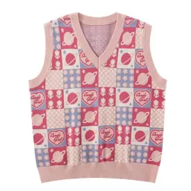 Soft Girl Patchwork Knit Vest