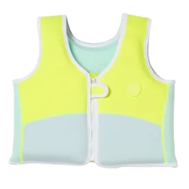 Sunnylife Salty The Shark Swim Vest 3-6 Aqua Neon Yellow SCMSVAQL