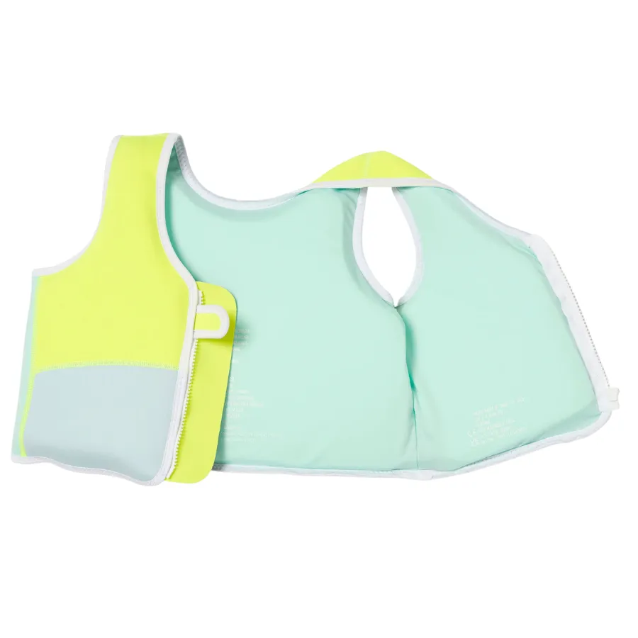 Sunnylife Salty The Shark Swim Vest 3-6 Aqua Neon Yellow SCMSVAQL