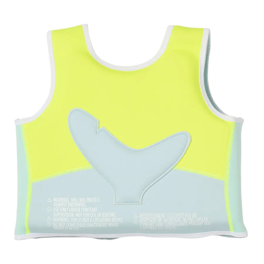 Sunnylife Salty The Shark Swim Vest 3-6 Aqua Neon Yellow SCMSVAQL