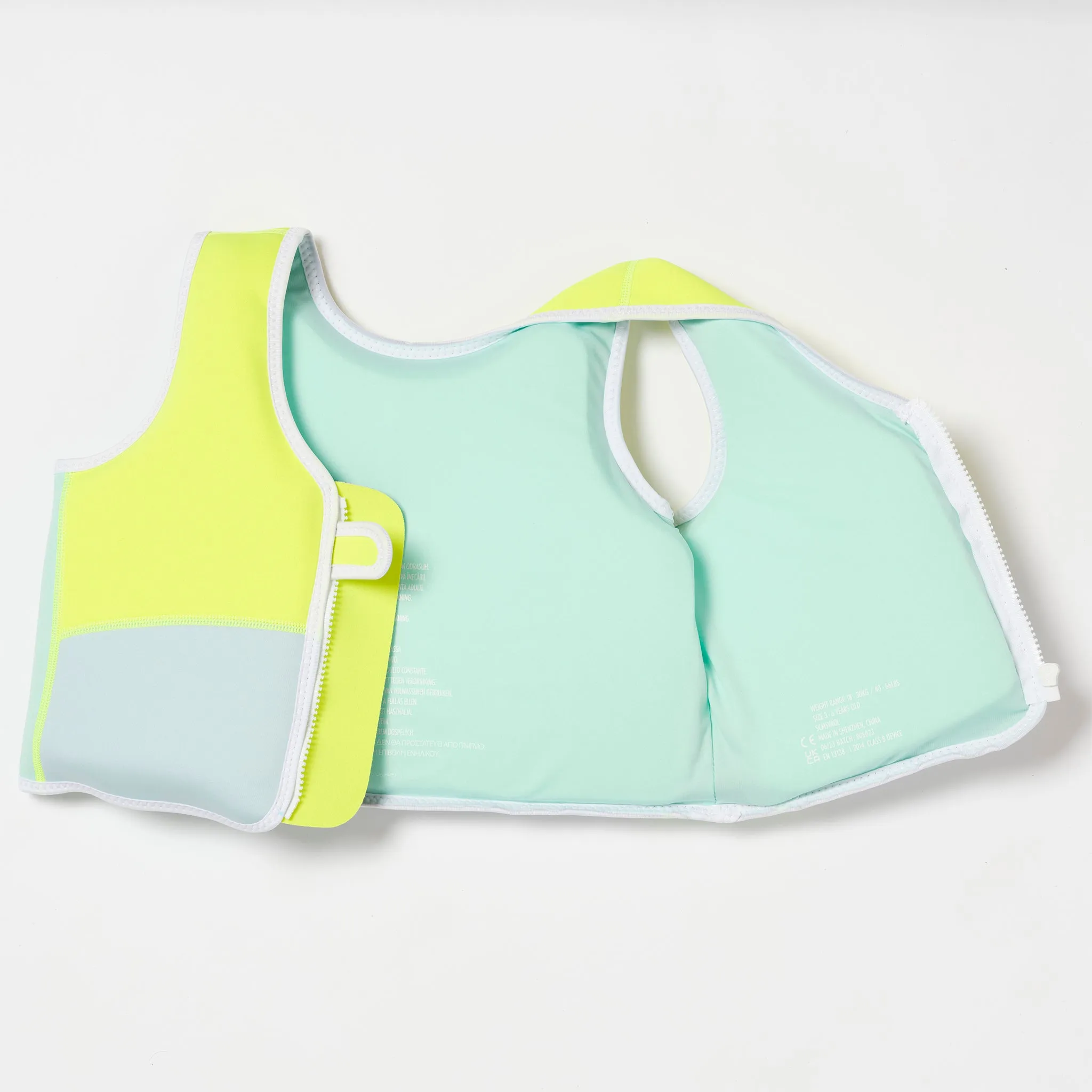 SUNNYLIFE - Salty the Shark Swim Vest Aqua Neon Yellow