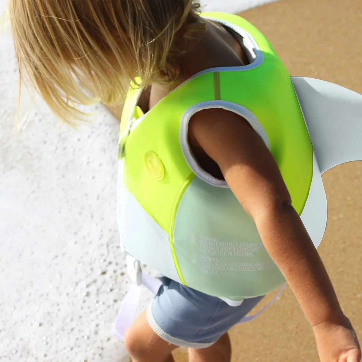 Swim Vest 2-3 Shark Tribe Blue Neon Citrus