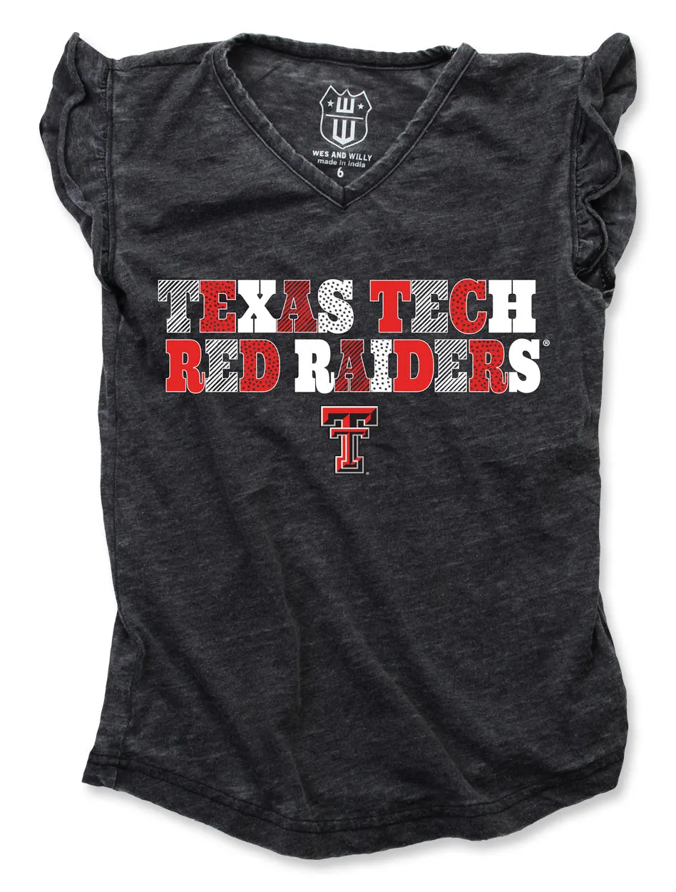 Texas Tech "Letter Patterns" Toddler Ruffle Sleeve Tee