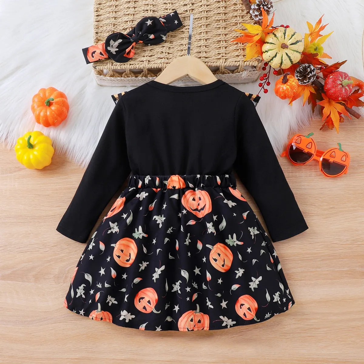 Toddler Girl Halloween Flutter Long Sleeve Dress