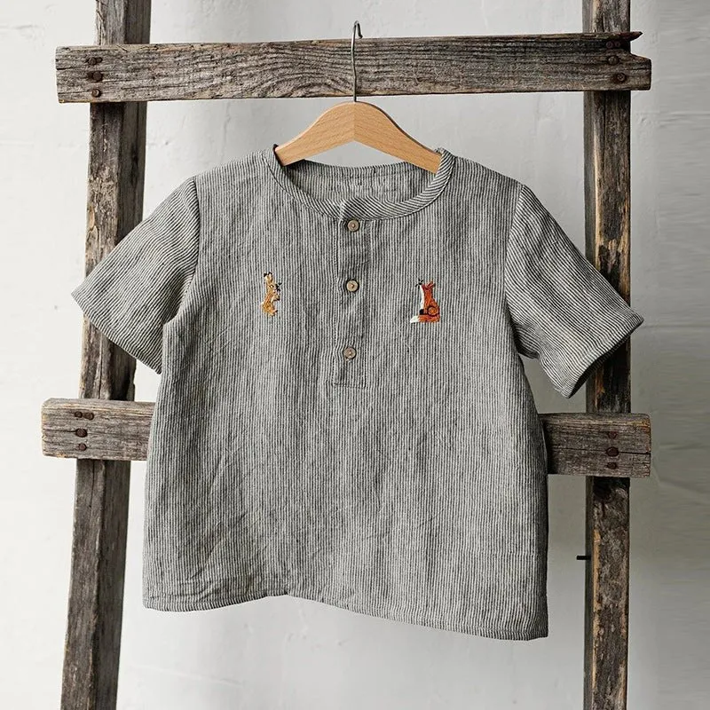 Toddler/Kid Boy's Animals Embroidery Top (2 Designs)