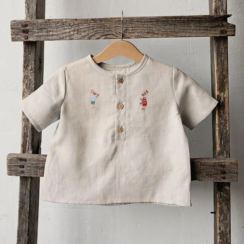 Toddler/Kid Boy's Animals Embroidery Top (2 Designs)