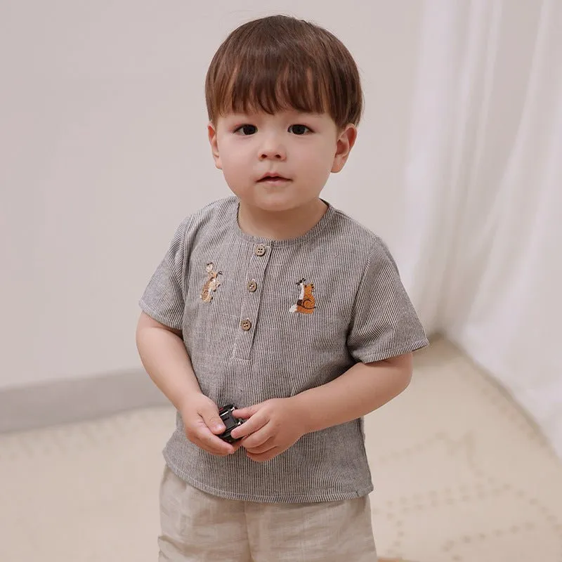 Toddler/Kid Boy's Animals Embroidery Top (2 Designs)