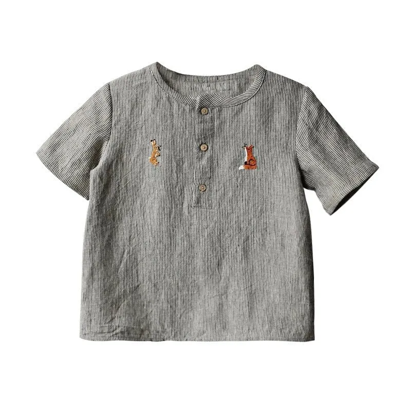 Toddler/Kid Boy's Animals Embroidery Top (2 Designs)