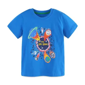 Toddler/Kid's Short Sleeve Summer Blue Cotton Tee