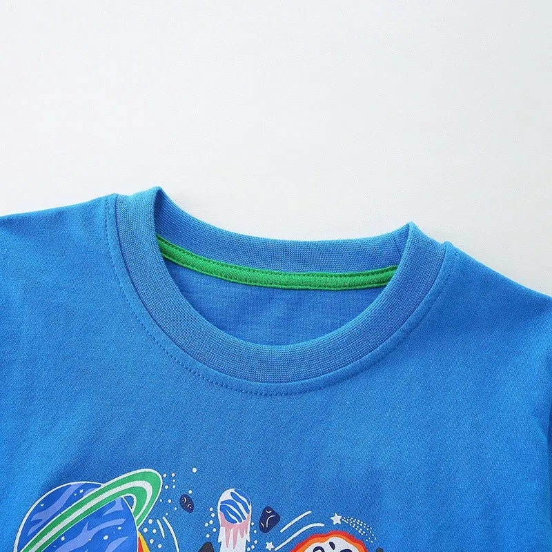 Toddler/Kid's Short Sleeve Summer Blue Cotton Tee