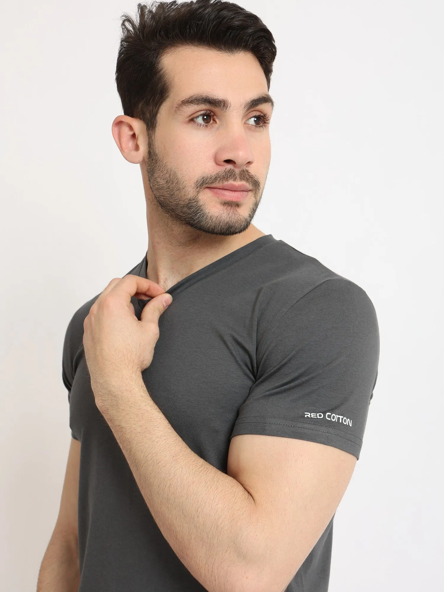 Undershirt For Men, Short Sleeves, - Grey