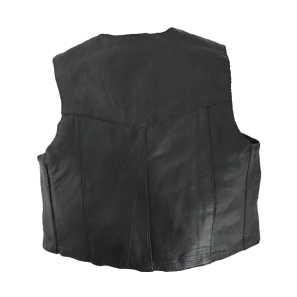 VK901 S Kid's Leather Vest Plain Side