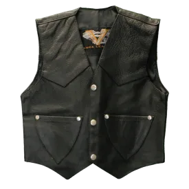 VK901 S Kid's Leather Vest Plain Side