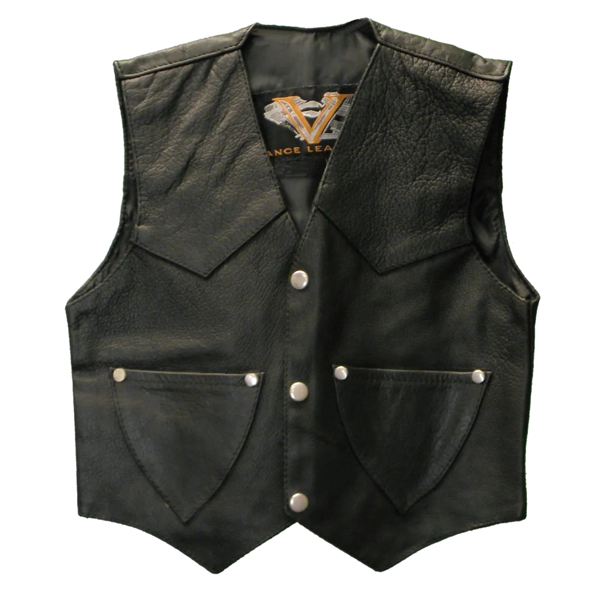 VK901 S Kid's Leather Vest Plain Side