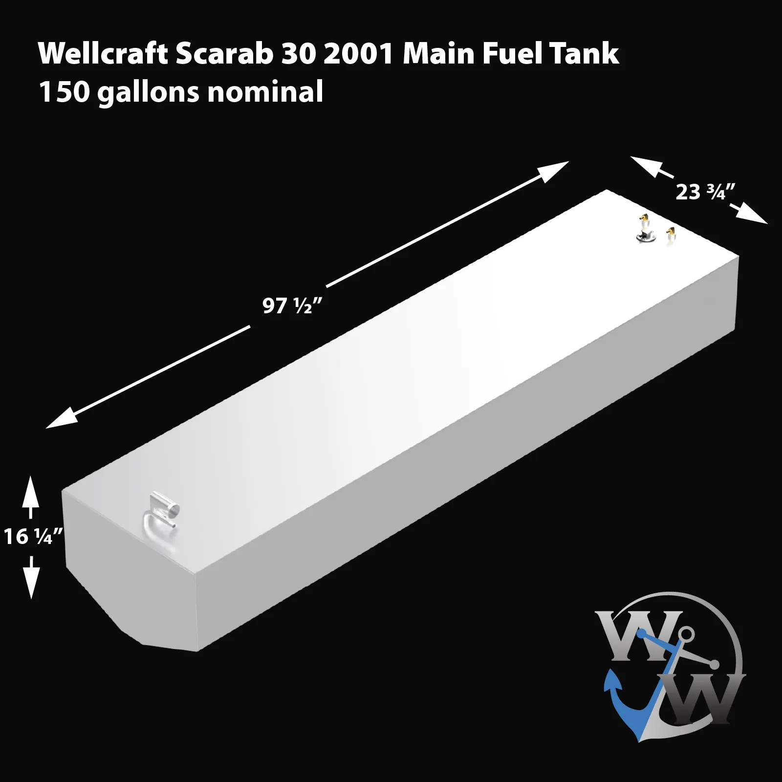 Wellcraft Scarab 30' 2001 2-Tank Combo: 1 x 150 gal.   1 x 85 gal OEM Replacement Fuel Tanks