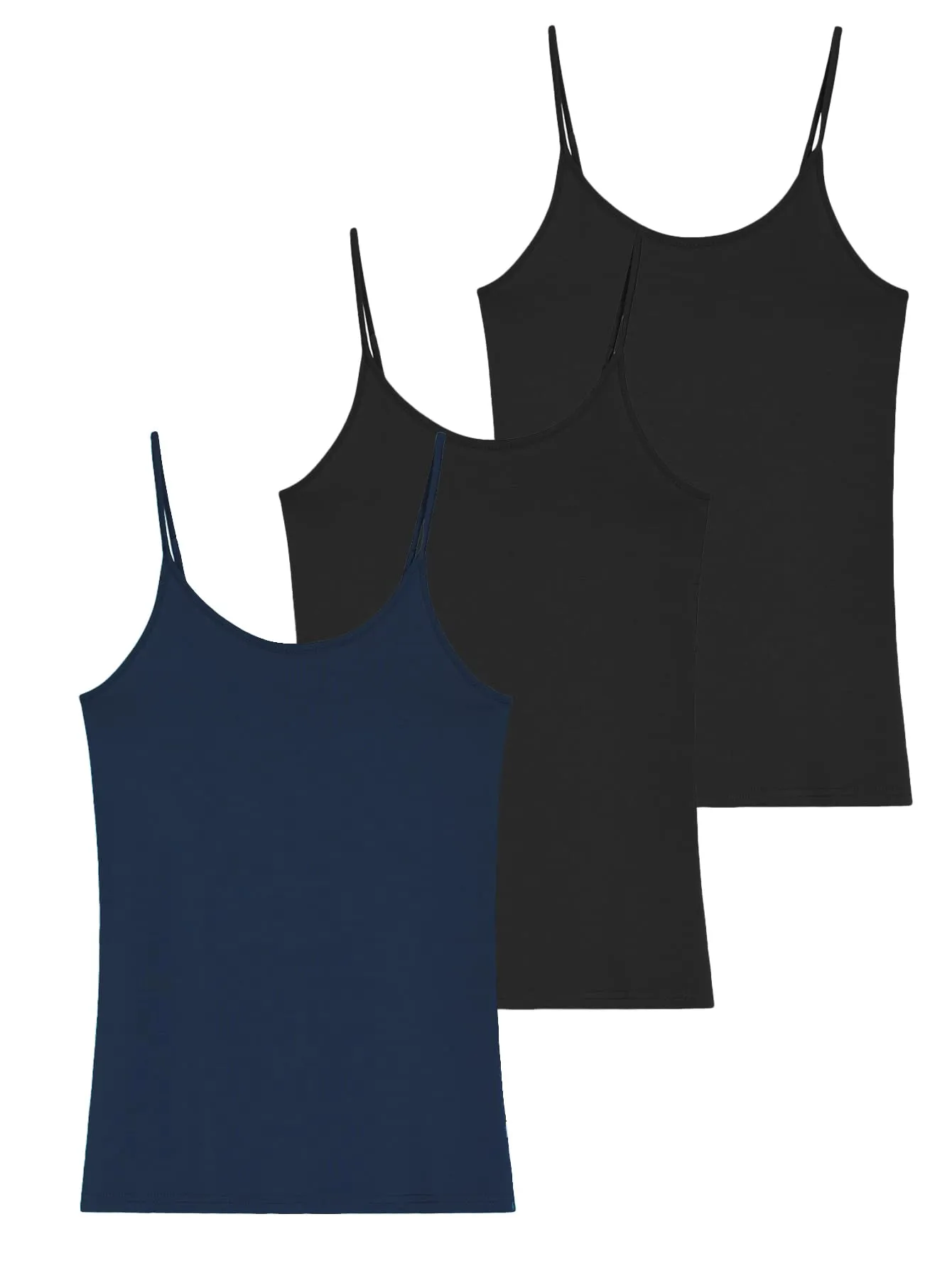 Women's Bamboo Viscose Adjustable Strap Cami Tank Top 3 Pack