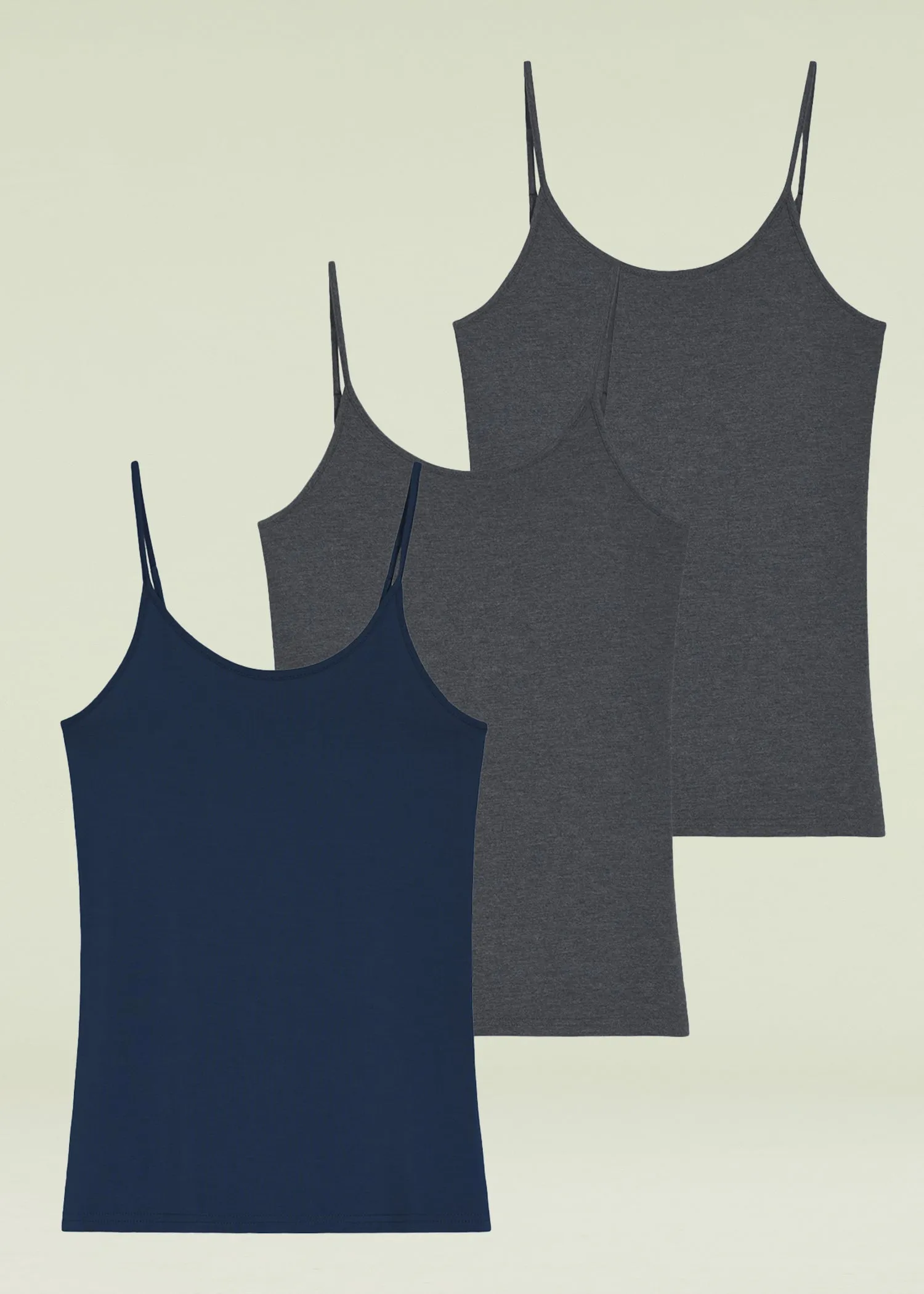 Women's Bamboo Viscose Adjustable Strap Cami Tank Top 3 Pack