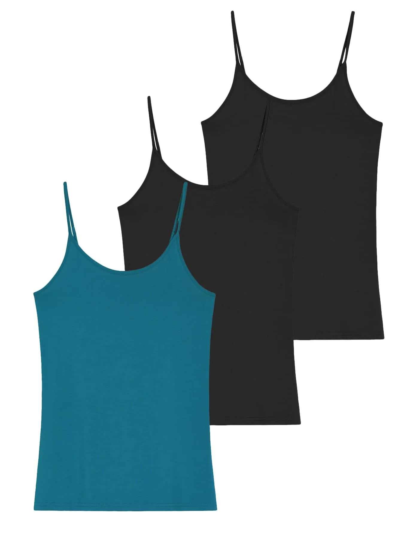 Women's Bamboo Viscose Adjustable Strap Cami Tank Top 3 Pack