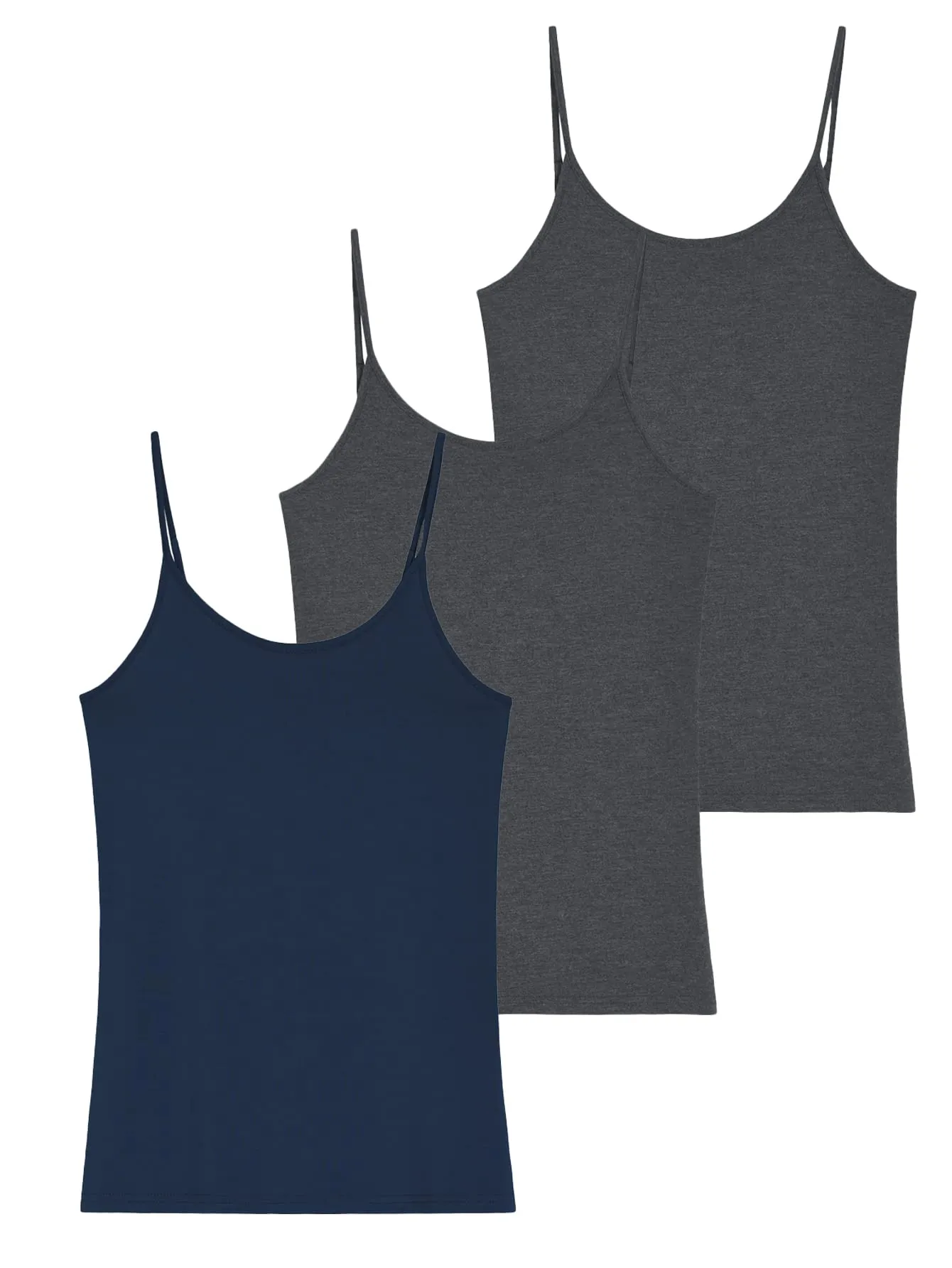 Women's Bamboo Viscose Adjustable Strap Cami Tank Top 3 Pack