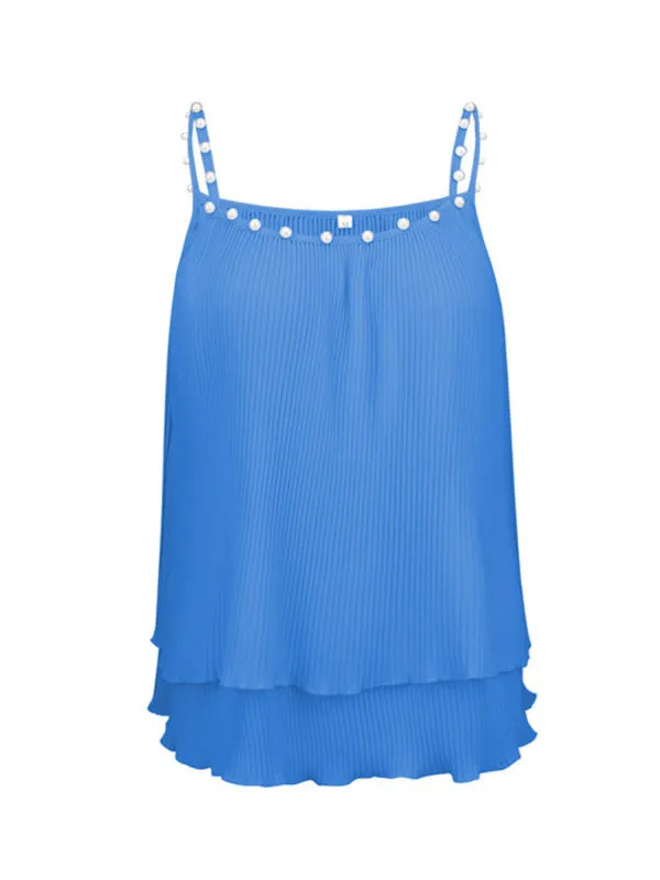 Women's Chiffon Pleated Pearl Cami